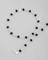 Set of 2 Silver Plated With Black Beads Anklet-VOJ412