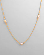 Gold Plated Chain with White Hand Crafted Beads-VOJ419