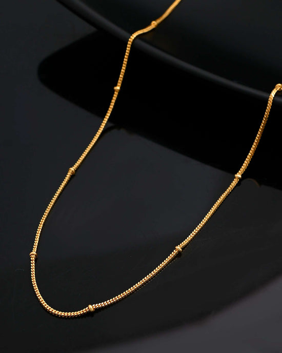 Gold Plated Small Gold Beads Chain For Women-VOJ422