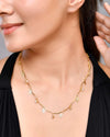 Gold Plated Designer Chain For Women With AD Stone And Leaf-VOJ423