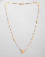 Gold Plated Designer Piped Chain WithBig Gold Bead.-VOJ425