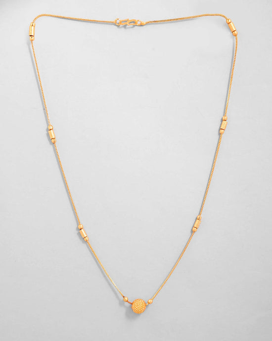 Gold Plated Designer Piped Chain WithBig Gold Bead.-VOJ425