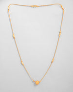 Gold Plated Designer Piped Chain WithBig Gold Bead.-VOJ425