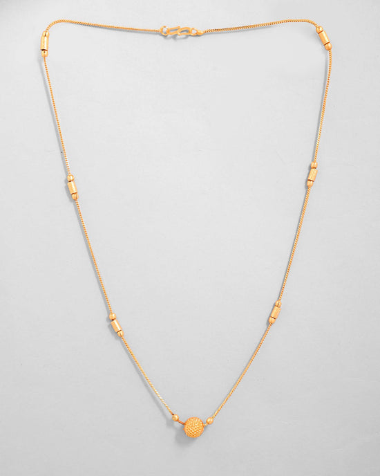 Gold Plated Designer Piped Chain WithBig Gold Bead.-VOJ425