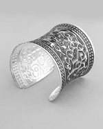 Silver Plated Oxidised Cuff Bracelet-VOJ433