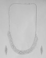 Silver Plated AD Studded Choker And Earrings Set-VOJ438