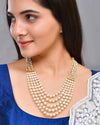 Gold Plated Multi Layered Pearl Maharani Necklace-VOJ439