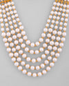 Gold Plated Multi Layered Pearl Maharani Necklace-VOJ439