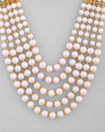 Gold Plated Multi Layered Pearl Maharani Necklace-VOJ439