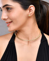 Gold Plated Western Snake Hasli with Studs Earrings Set-VOJ449