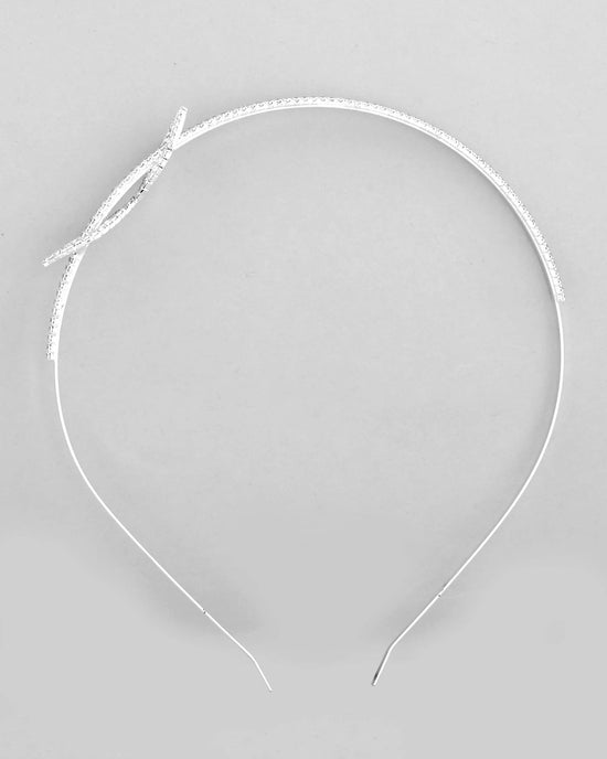 Silver Plated Bow Shaped  AD studded Hairband-VOJ453