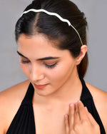 Silver Plated AD Studded Wave Shaped Hairband-VOJ455