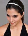 Silver Plated Pearl Studded Double Layer Hairband-VOJ456