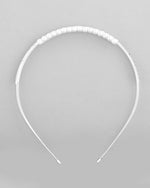 Silver Plated Pearl Studded Double Layer Hairband-VOJ456