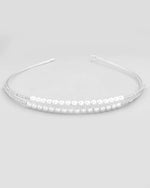 Silver Plated Pearl Studded Double Layer Hairband-VOJ456