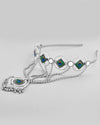 Silver Plated Peacock Printed Hairband With Mang Tikka-VOJ457