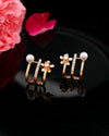 Gold Plated Crystal Studded Stud Earrings-VOJ458