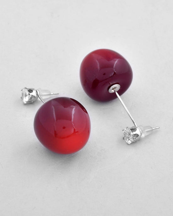 Gold-Plated Cherry Drop Earrings-VOJ459