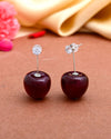 Gold-Plated Cherry Drop Earrings-VOJ459