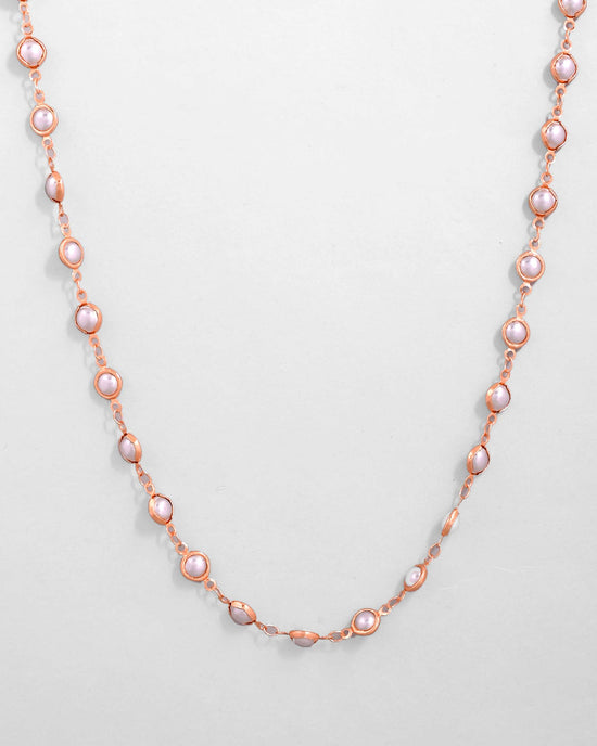 Gold Plated Chain For Women With White Pearls-VOJ465