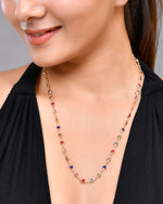 Gold Plated Chain For Women With Multi Colour Hearts-VOJ466