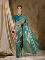 Suha Womens Fashion Ethnic Teal Color Sarees-MLSHWSA1339TEL0ONE