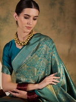 Suha Womens Fashion Ethnic Teal Color Sarees-MLSHWSA1339TEL0ONE