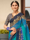 Saree Mall Women's Chiffon Blue Embellished Designer Saree With Blouse Piece-VRUNI4714