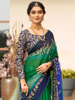 Saree Mall Women's Chiffon Green Embellished Designer Saree With Blouse Piece-VRUNI4720