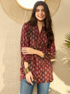 Ahika Women Maroon Cotton Blend Blend Abstract Printed Regular Tunic-VT1278MRN