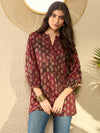 Ahika Women Maroon Cotton Blend Blend Abstract Printed Regular Tunic-VT1278MRN