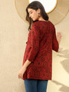 Ahika Women Red Cotton Blend Ajrakh Printed Peplum Tunic-VT1281