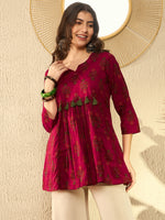 Ahika Women Maroon Cotton Blend Floral Printed Peplum Tunic-VT1282