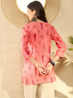 Ahika Women Pink Cotton Blend Floral Printed Peplum Tunic-VT1284