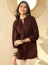 Ahika Women Brown Polyester Solid Regular Tunic-VT1299