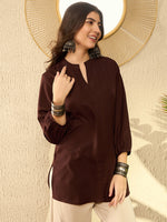 Ahika Women Brown Polyester Solid Regular Tunic-VT1299