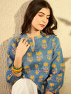 Ahika Women Blue Cotton Blend Floral Printed Regular Tunic-VT1300