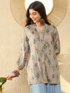 Ahika Women Grey Poly Rayon Floral Printed Regular Tunic-VT1303