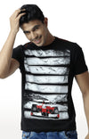 Huetrap Black Mens Short Sleeve Graphic Printed Tshirt-HT13MKGRABLK00315