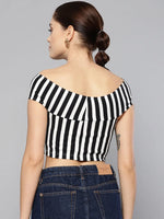 Veni Vidi Vici Black Stripe Bandage Bardot Crop Top