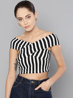 Veni Vidi Vici Black Stripe Bandage Bardot Crop Top