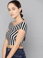 Veni Vidi Vici Black Stripe Bandage Bardot Crop Top