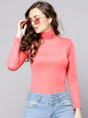 Coral High Neck Full Sleeve Bodycon Top