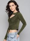 Veni Vidi Vici Olive Peek-A-Boo Full Sleeve Top