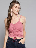 Veni Vidi Vici Mauve Rouched Sleeveless Crop Top