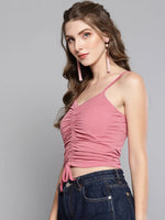 Veni Vidi Vici Mauve Rouched Sleeveless Crop Top