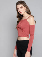 Veni Vidi Vici Rosewood Front Twist Full Sleeve Top