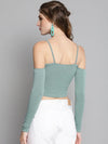 Veni Vidi Vici Sea Green Front Twist Full Sleeve Top