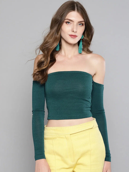 Veni Vidi Vici Dark Green Tube Full Sleeve Top