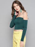 Veni Vidi Vici Dark Green Tube Full Sleeve Top